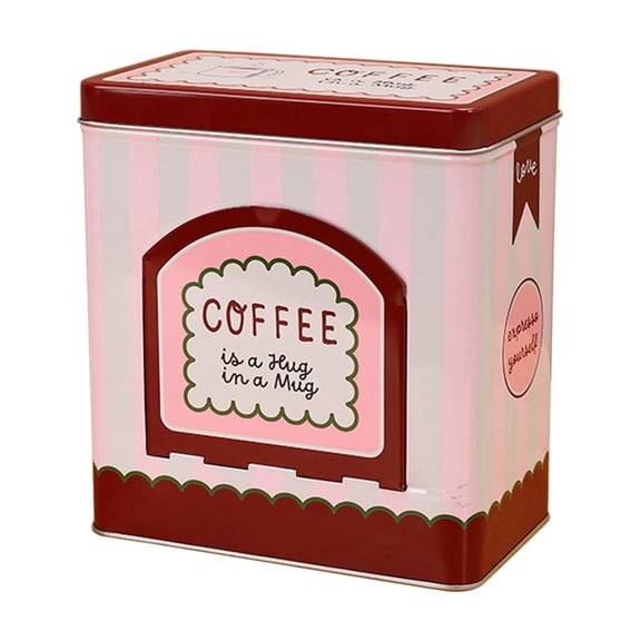 Partheme Can Ironwork Coffee Can Tin Sealed Storage Box, Tea and Coffee Container for Kitchen Organization, 7x4x7in, Red