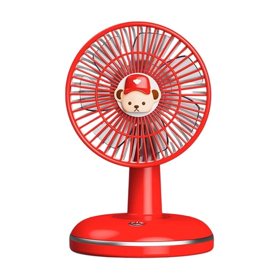 Partheme Cartoon Desktop Fan, a USB Rechargeable Desk Breeze and 3 Speed Personal Air Circulator. A Mother’s Day Home Office Cooling Gift and a 4th of July Bedroom Heat Relief Companion, Red
