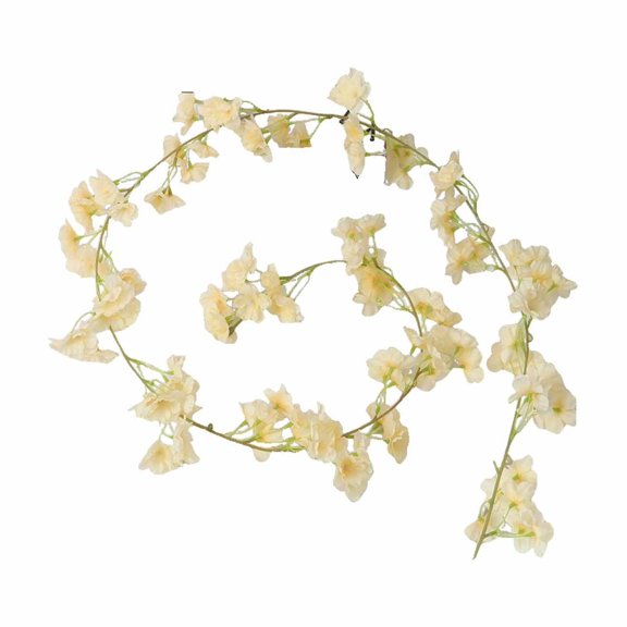 Partheme Cherry Blossom Garland, Artificial Cherry Flower Vines Silk Sakura Vine Hanging for Wedding Party Arch Office Table Spring Summer Valentine Floral Home Decor , Gold