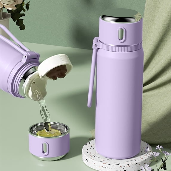 Partheme Classic Vacuum Bottle | Wide Mouth w/Leakproof Cup Lid | Keep Drinks Hot or Cold | Insulated Stainless Steel Thermal Bottle, Purple