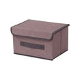 thumbnail image 1 of Partheme Collapsible Storage Boxes Baskets with Lid Cotton Linen Fabric Storage Bins with Handles Decorative Washable Cube Organizer Container for Home Closet Bedroom, S, 1 of 3