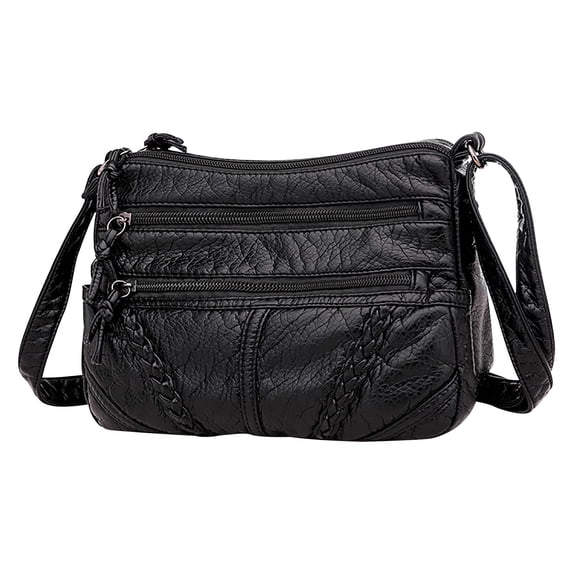 Partheme Crossbody Purse for Women Ladies Soft PU Leather Shoulder Bag Medium Roomy Handbag Fashion Tote Top Handle Satchel , Black