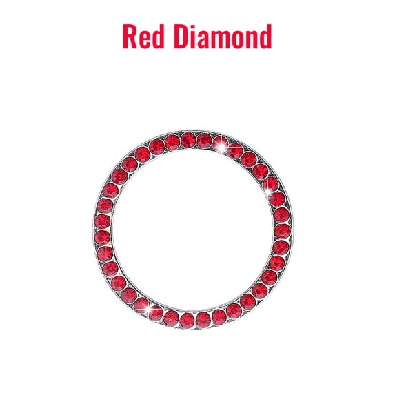 Partheme Crystal Rhinestone Car Engine Start Decoration Ring, Sparkling Push Start Button Sticker, Key Ignition & Knob Ring Decoration, Bling Car Interior Accessory, Red