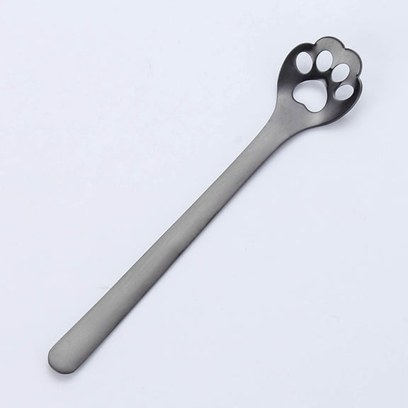 Partheme Cute Cat Claw Hollowed 304 Stainless Steel Coffee Spoon, Stirring Tea Spoon for Mug Cup, Dishwasher Safe 5.5 Inch, Fathers Day Gifts, Black