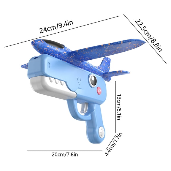 Partheme Cute Dinosaur Plane Toy with Launcher, Boxed Version Glider Aircraft for Kids, Light Up Flying Toy for Boys Girls Outdoor Play, A
