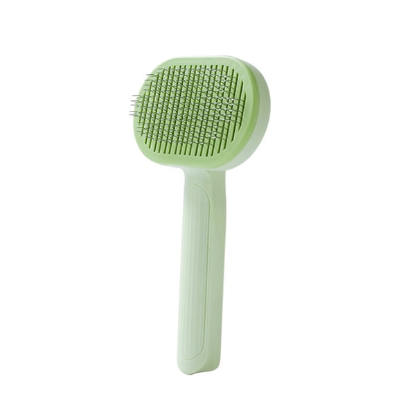 Partheme Dog & Cat Brush, Self Cleaning Slicker Brush for Pets, Dog Brush for Shedding Massaging and Grooming, Removes Loose Undercoat & Portable Comb for Long Short Haired Dogs, Green