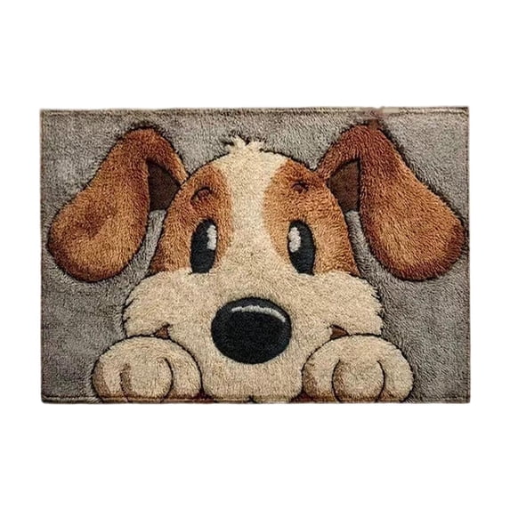 Partheme Door Mat Cute Dog Welcome Doormat Welcome Mats Rug for Front Gray Winter Holiday Mat for Indoor Outdoor Home Decorations , C
