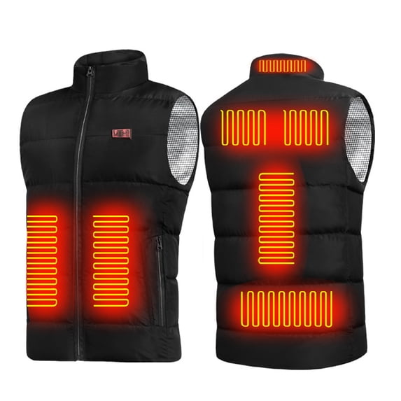 Partheme Dual Control 9 Zone Smart Heated Vest, USB Rechargeable Electric Warming Coat for Men Women, Outdoor Riding Skiing Fishing Winter Thermal Wear, 9 Heating Pads, XXXXL