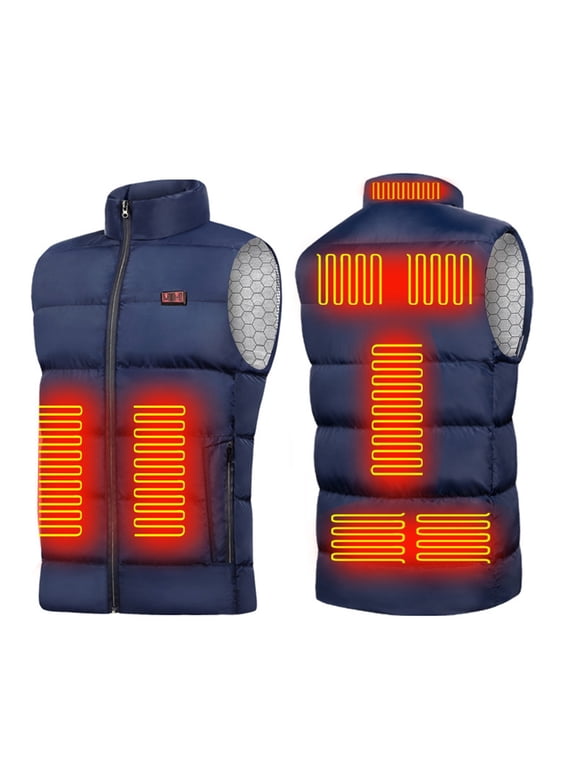 Dual Control 9 Zone Smart Heated Vest, USB Rechargeable Electric Warming Coat for Men Women, Outdoor Riding Skiing Fishing Winter Thermal Wear, 9 Heating Pads, M