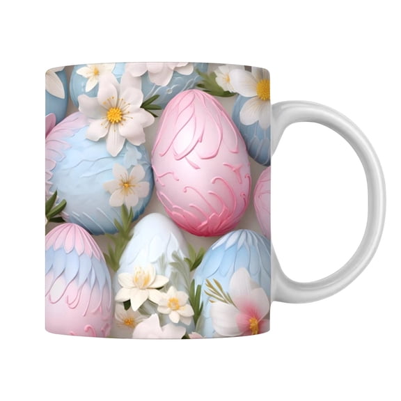 Partheme Easter Rabbit Ceramic Coffee Mug, 350ml Holiday Cute Cup for Tea Water, Fathers Day Gifts for Husband, D