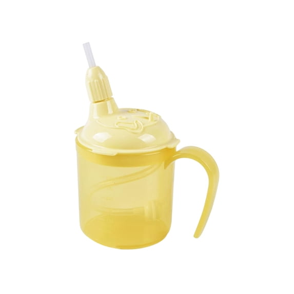 Partheme Elderly Care Cup Drinking Aids Feeding Cup for Disabled Bedridden Patients Adult Nursing Cup Flow Dysphagia Control Liquid Feeder Bottle Sippy Cups with Straw, Yellow
