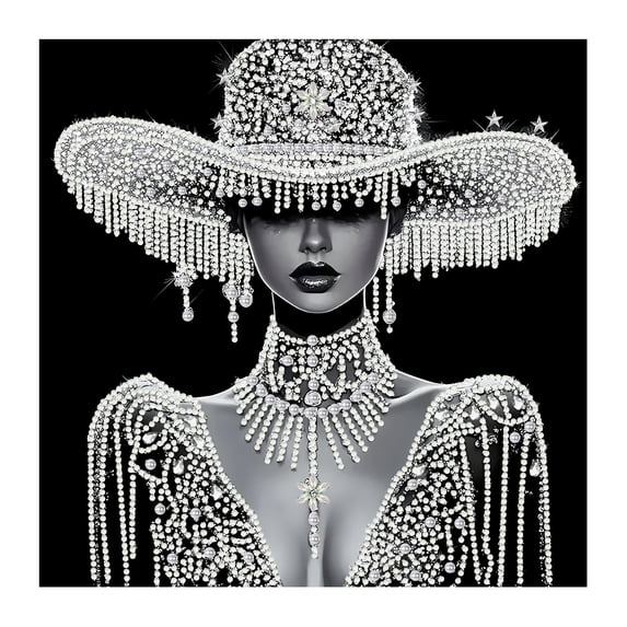 Partheme Elegant Lady DIY Rhinestone Art Kit, Graceful Female Figure Pattern Canvas, Full Drill Diamond Painting for Home Wall Decor, C
