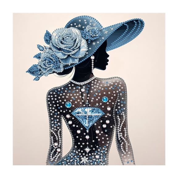 Partheme Elegant Lady DIY Rhinestone Art Kit Graceful Female Figure Pattern, High Quality Canvas Shiny Diamonds Full Partial Drill for Home Wall, A