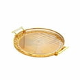 thumbnail image 1 of Partheme Elegant Round Serving Tray with Gold Handles, Decorative Dessert Fruit Snack Display Tray for Coffee Table, Kitchen, Dining Room & Home Decor, Gold, 1 of 6