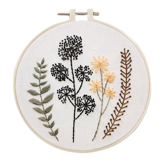 Partheme Embroidery kit for Beginners Adults DIY Starter Kit, Cross Stitch Kits with Flower Stamped Patterns, Embroidery Hoop, Tools,Colorful Threads,Step by Step Instructions,Hand Craft Lover Gift,E