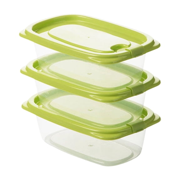 Partheme Food Storage Containers with Lids 3 Pack Plastic Meal Prep Containers for Fridge, Reusable Sandwich, Pizza Slice Container, Stackable Fridge Organizers and Storage for Kitchen Pantry, Green