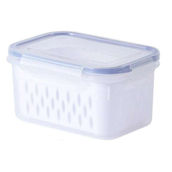 Partheme Fridge Food Storage Container Set with Lids with Strainer,Plastic Fresh Produce Saver Vegetable Fruit Meat Storage Organization, Plastic Produce Keepers, S