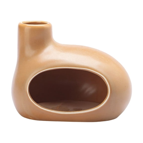 Partheme Handcrafted Ceramic Palo Incense Censer Ash Catcher with Chimney, for Wood Sticks Incense Cones Room Home Decor, 5x4x2in, Brown
