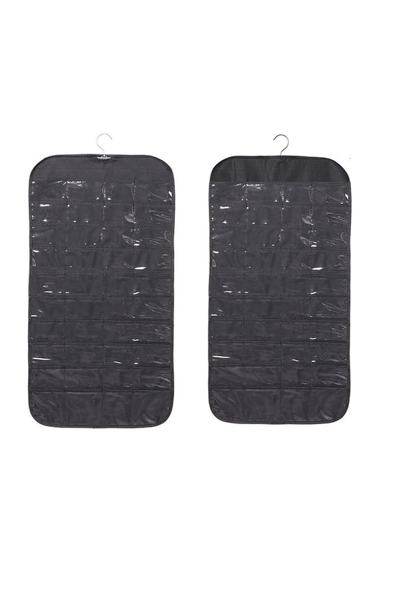 Hanging Jewelry Storage with 80 Pockets, Double-Sided Closet Jewelry Organizer Hanging for Earrings, Necklaces, Rings, Bracelets , Black