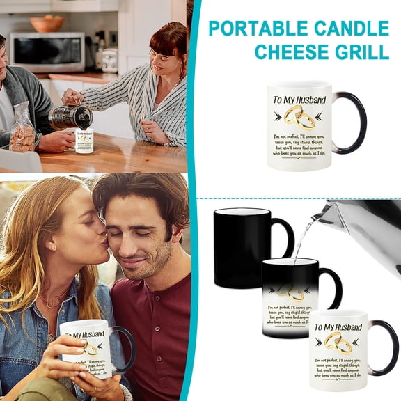 Partheme Heart-Shaped Color Changing Magic Ceramic Mug- Thermochromic Magic Reveal Design, Black to White Reveals Romantic Surprise When Hot, Gift, Coffee Tea Cup, B