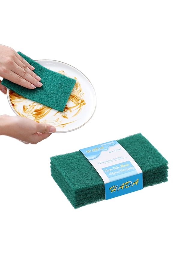 Heavy Duty Scour Pads, Non-Scratch Scrub Sponges, Dish Scrubber Scouring Pads, Dual-Sided Reusable Household Scrub Pads for Dishes,Dish Cleaning Tool,Kitchen Scrubbers & Metal Grills , 5PCS