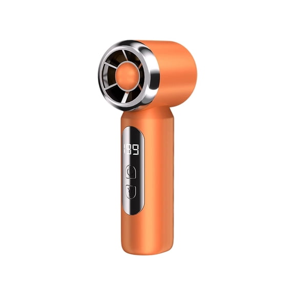 Partheme High Speed Cool Down Ice Pack Fan Rechargeable Digital Display, Mini Portable USB Handheld Fan with LED Light 199 Speeds, Orange