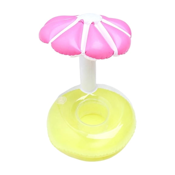 Partheme Inflatable Umbrella Drink Caddy Floating Cup Rest with Sunshade, a Portable Water Beverage Support for Pool Hot Tub Beach. A Mother’s Day Pool Party Gift and Summer Swim Essential, Pink