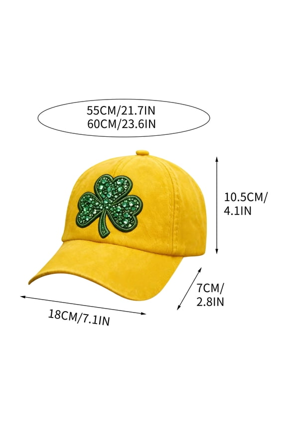 Irish Lucky Shamrock Baseball Cap Fits Men Women Hat, Green Beer Printed Dad Hat Gift for Mom Grandpa Grandma, Breathable Sweat Wicking, White