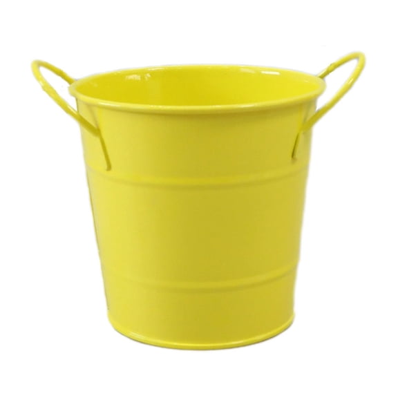 Partheme Iron Pen Double Ear Small Bucket Flowerpot. Desktop Storage Study Desk Decoration Mini Iron Bucket. Waterproof Rust Proof for Potted Plants Office, Yellow