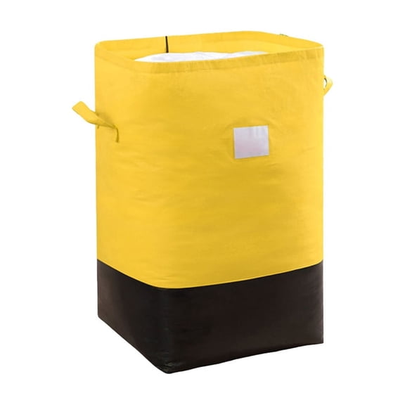 Partheme Large Collapsible Laundry Hamper, Tall Foldable Dirty Clothes Baskets, Freestanding Design with Easy Carry Handles in Dorm Bedroom Bathroom College, Yellow