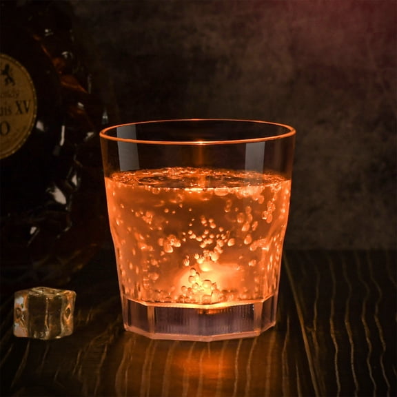 Partheme Light Up Drinking Glasses - 12 Ozs Glowing Tumbler LED Drink Glasses Colorful and Flash with 8 Color Modes, Yellow