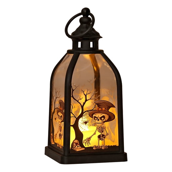 Partheme Mini Lantern with LED Tealight, Vintage Lanterns Decorative, Hanging Candle Lanterns for Halloween Wedding Table Centerpiece Decor, Garden Fairy Party Decorations, C