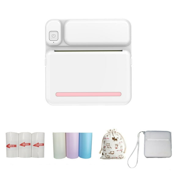 Partheme Mini Thermal Printer 57mm Pocket Portable Photo Printer BlueTooth Print Photos for Android iOS Bill Ticket Printing Pos Machine Home Office Supplies , Pink