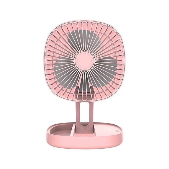 Partheme New High Power Foldable Desktop Fan Portable USB Fan Multifunctional Shaking Head Circulation Fan with 4 Speeds, Standing Pedestal Travel Fan for Home Office Bedroom, Pink