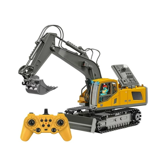 Partheme Novelty Toys 1 Counts Remote Control Excavator Toy With 360 Rotation Rechargeable 13Channel Metal Hydraulic Excavator Remote Control Excavator With Sound Light A B C D A B C D