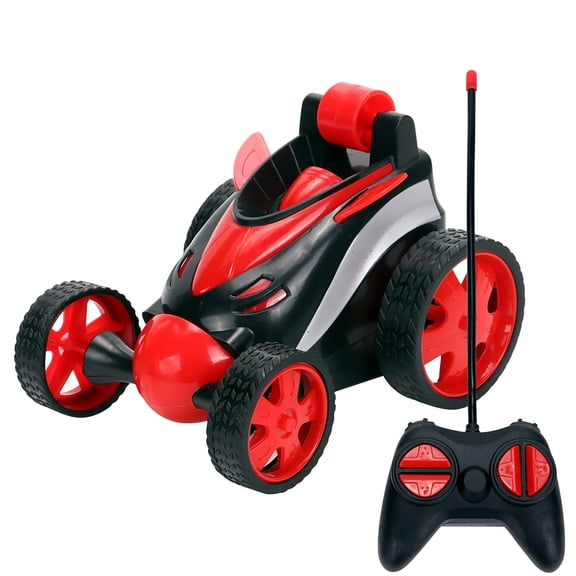 Partheme Novelty Toys 2 Counts Luminous Remote Control Dump Truck Stunt Car Toy Rolling Stunt Double-sided Car Blue Green Red Yellow