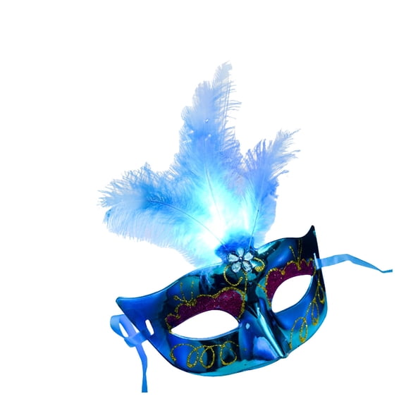 Partheme Novelty Toys 3 Counts Women Venetian LEDFiber Mask Masquerade Fancy Dress Party Princess Masks Blue Purple Red Silver