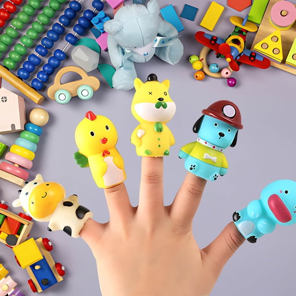 Partheme Novelty Toys 5-Pack Finger Puppets Soft Vinyl Animals Hand Puppets For Interactive Play Farm And Cartoons Figures Smooths And Deformable Multicolor Paint