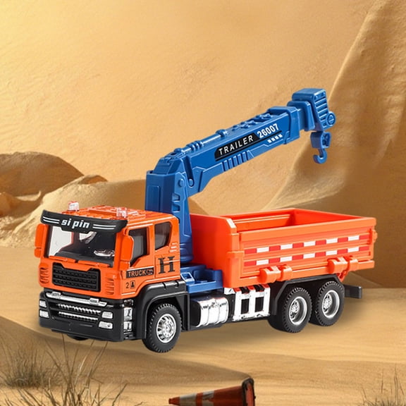 Partheme Novelty Toys Kids Heavy Duty Semi-Trailer Tractor Toy Truck, Realistic Plastic Cargo Vehicle with Openable Container & Rubber Tires, Pull-Back Car Excavator Toy Trucks Combo Series for Boys