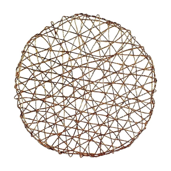Partheme Paper Braided Round Placemats Natural Boho Table Mats Rattan Woven Rustic Round Place Mats for Dining Tables Wedding Luau Summer Party Holiday Dinner Table Centerpiece Decoration , Gold