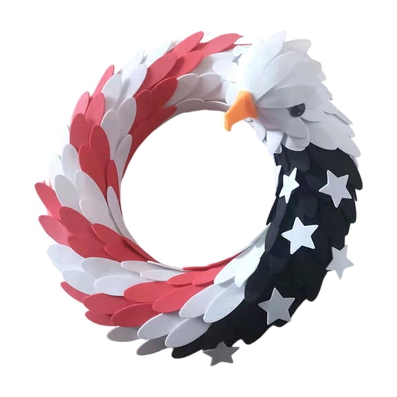 Partheme Patriotic Independence Day Wreath Decorations, Home Holiday Decor USA Eagle Door Hanging for July 4th Memorial Day, 14in/10in, S