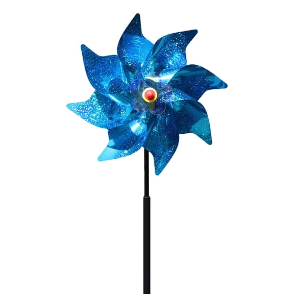 Partheme Plastic Windmill DIY Pinwheel for Kids Lawn Windmill for Teenagers Garden Wind Spinners Deterrent to Scare Birds Away from Yard Bird, Blue