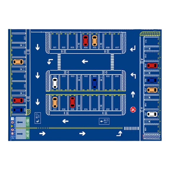 Partheme Play Rug 16x24in Traffic System Playmat, Parking Lot Carpet for Cars, Educational City Play Mat with Traffic Road Map, Non-Slip Washable Area Rugs for Boys Bedroom Playroom , A