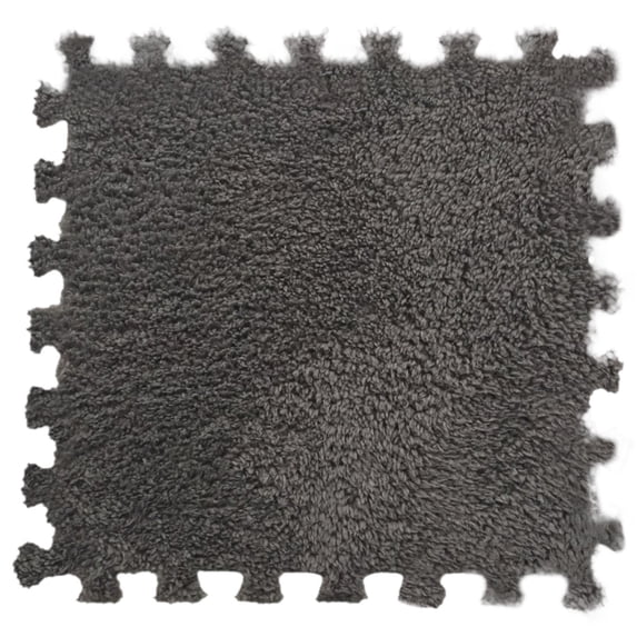 Partheme Plush Puzzle Foam Floor Mat,Interlocking Carpet Tiles,12X12 Inch Thick Fluffy Puzzle Piece Carpet,Carpet Squares Rugs for Parlor Bedroom Playroom Decor, Dark Gray