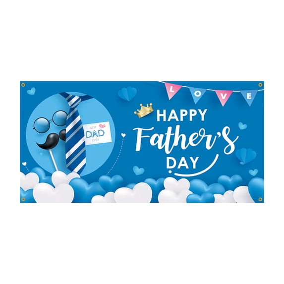 Partheme Polyester Father's Day Background Cloth Banner 2 Pack, Digital Print Party Decoration for Wall Door, Fathers Day Gifts for Husband, B