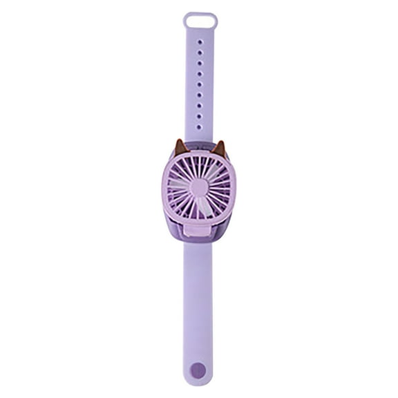 Partheme Portable Wristband Watch Fan, Quiet Third Gear Speed Mini Fan, Desktop or Handheld Use with 45 Degree Adjustable Airflow, Rechargeable for Office Travel Camping, Purple