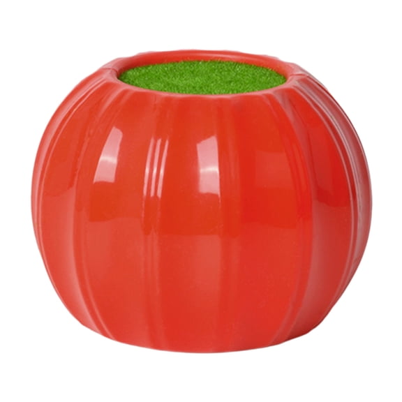 Partheme Pumpkin Shape Plastic Vase for Dry Flower Halloween Thanksgiving Decorations - Pampas Gras Flower Decorative Vase Fall Decorations - Modern Pot for Home Room Office Party Wedding, Red