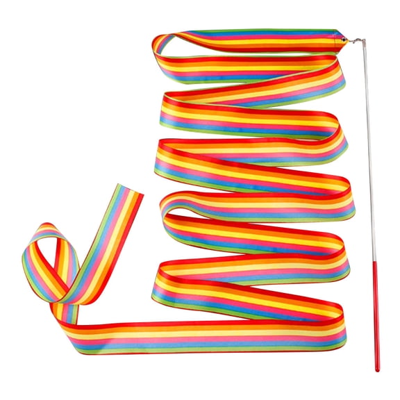 Partheme Rainbow Dance Ribbons Party Favors for Girls Rhythmic Gymnastics Ballerina Birthday Party Streamers Decoration, Circus Carnival Ribbon Silks Sticks Wands , Multicolor