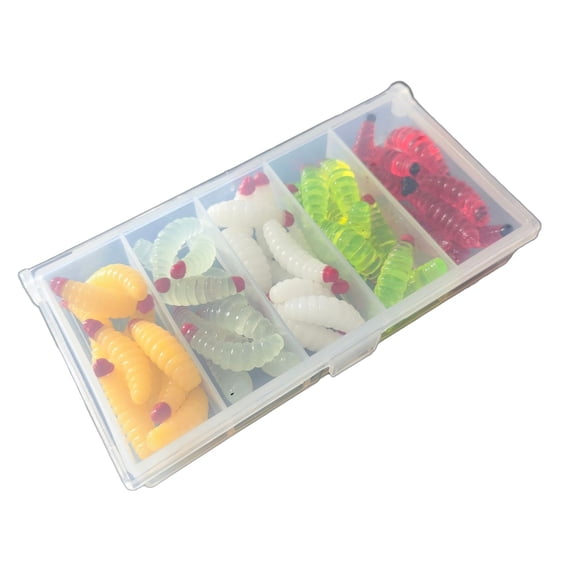 Partheme Red Headed Bread Worm Soft Bait Box Set, Biomimetic Maggot Lures for Freshwater Crucian Carp, Luya Fishing Bait 100/50 Pcs, Realistic Soft Plastic Fishing Lure, L