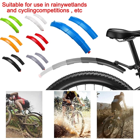 Partheme Retractable Bike S Set, Front & Rear Mountain Road Bike Mudguard Tyre Mud Guard with Led Light Road Bike Front and Rear ycle Splash Guards , Green